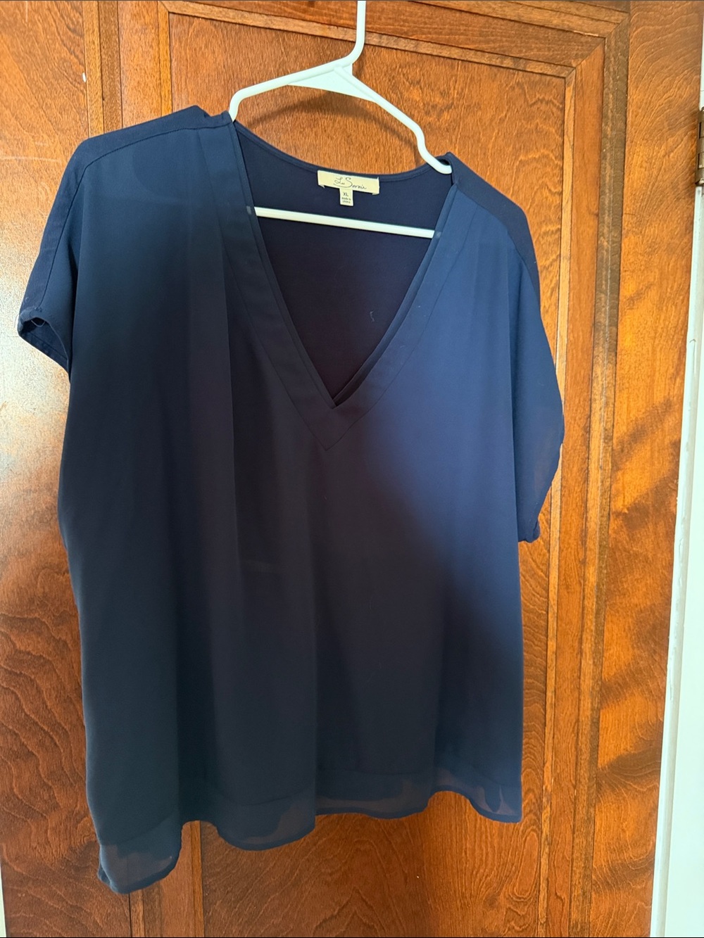 Classic V-Neck Navy Blouse by L.L. Bean